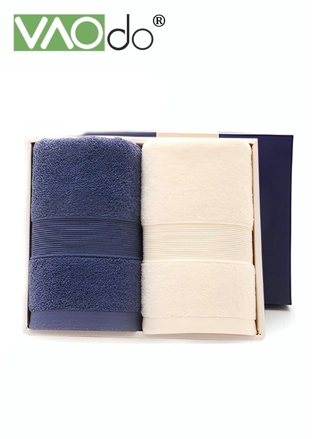 VAOdo 2PCS Towel Set, Skin-friendly and Soft Cotton Towels, High Absorbent Thick Towel, Moisture Bathroom Towel Set - Image 2
