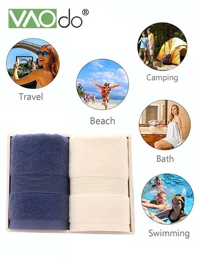 VAOdo 2PCS Towel Set, Skin-friendly and Soft Cotton Towels, High Absorbent Thick Towel, Moisture Bathroom Towel Set - Image 1