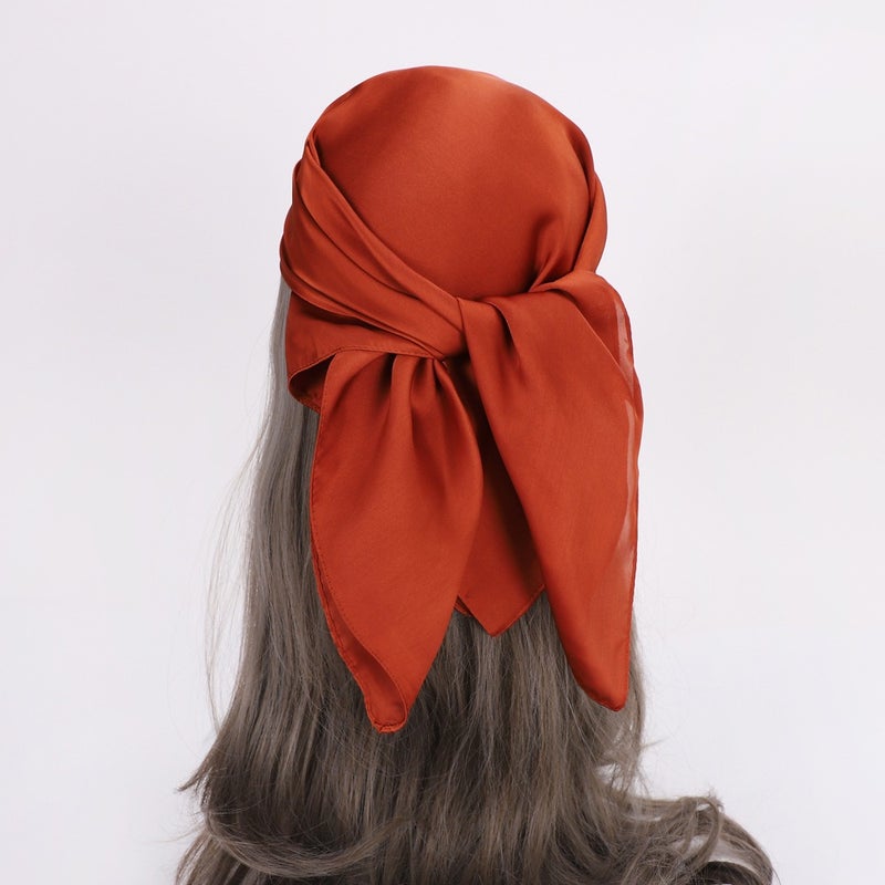 Simulated Silk Scarf Glossy Women''s Pure Color Square Scarf New Satin 70cm Stewardess Scarf Headband Wholesale - Image 5