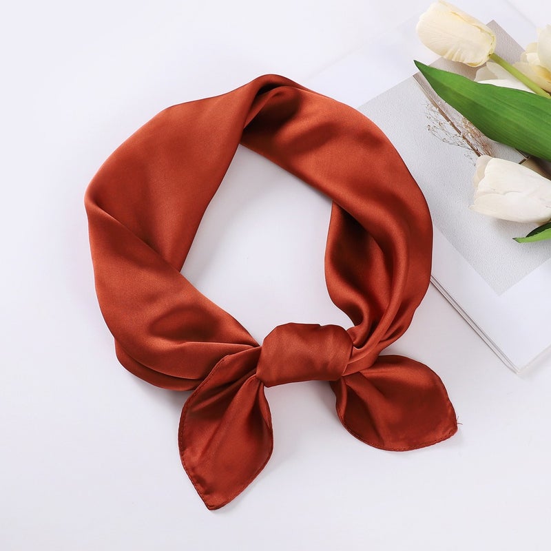 Simulated Silk Scarf Glossy Women''s Pure Color Square Scarf New Satin 70cm Stewardess Scarf Headband Wholesale - Image 1