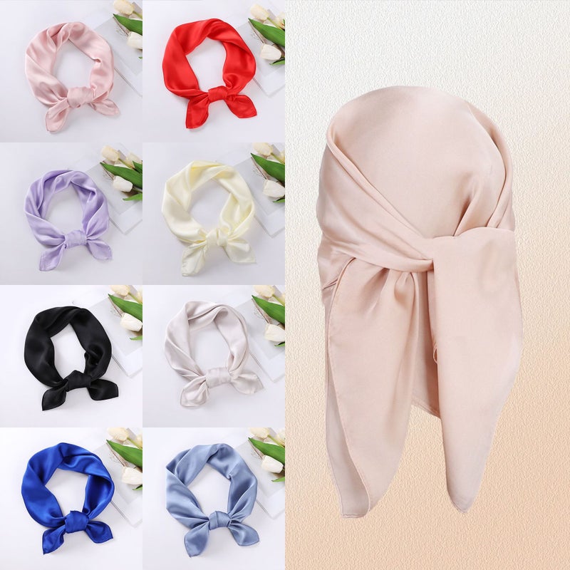 Simulated Silk Scarf Glossy Women''s Pure Color Square Scarf New Satin 70cm Stewardess Scarf Headband Wholesale - Image 2