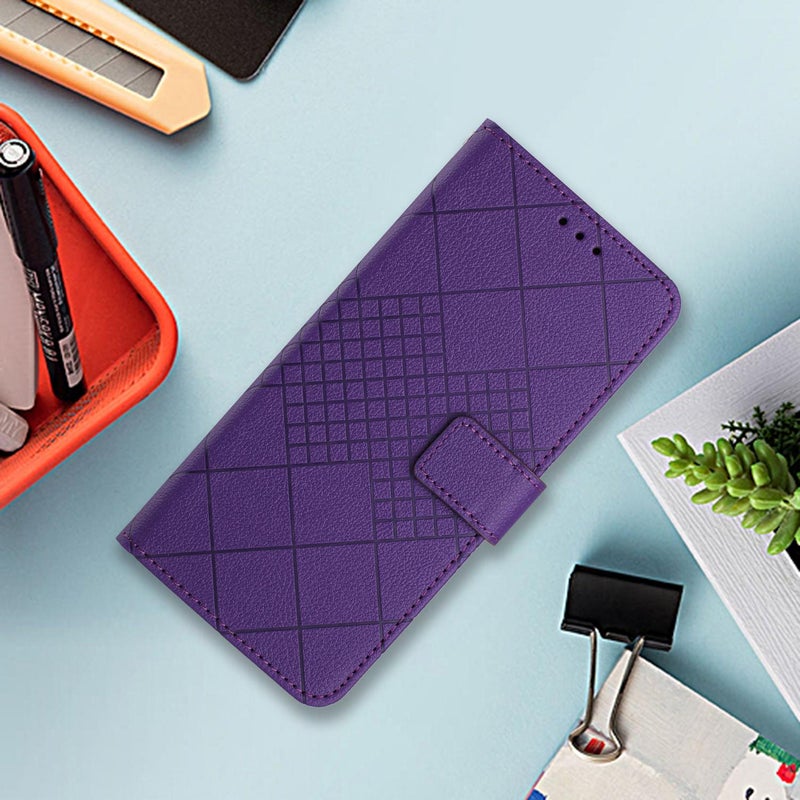 HuHa Case Cover For Infinix Note 50x 5G Rhombic Grid Texture Leather Phone Case(Purple) - Image 2