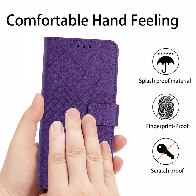 HuHa Case Cover For Infinix Note 50x 5G Rhombic Grid Texture Leather Phone Case(Purple) - Image 5