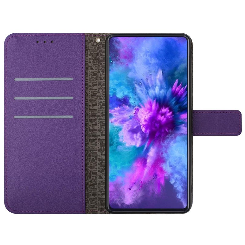 HuHa Case Cover For Infinix Note 50x 5G Rhombic Grid Texture Leather Phone Case(Purple) - Image 3