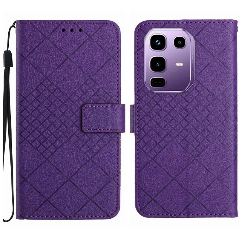 HuHa Case Cover For Infinix Note 50x 5G Rhombic Grid Texture Leather Phone Case(Purple) - Image 1
