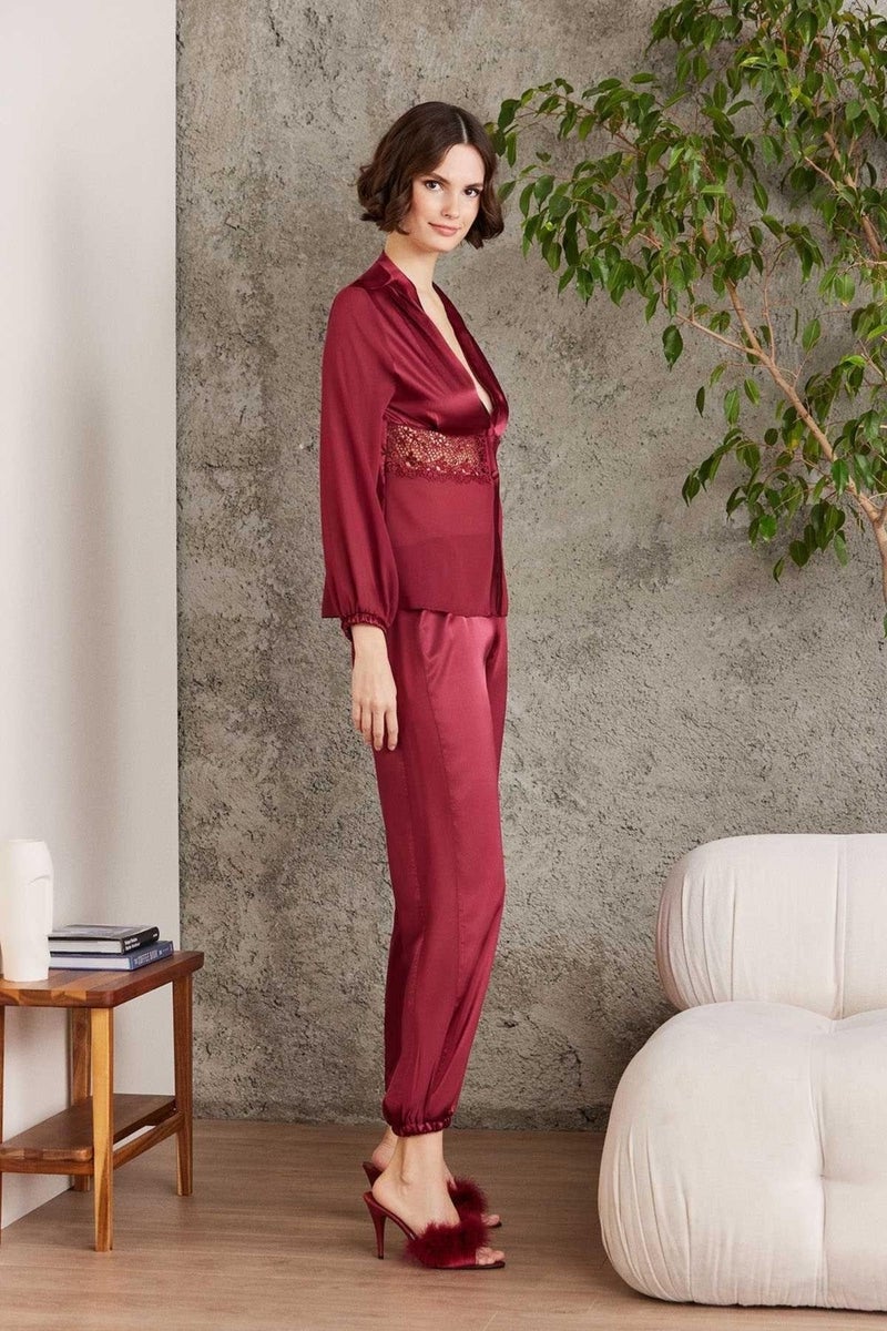 pierre cardin 6005 Women's Burgundy Bridal Dowry Set 6 Piece Satin Set  - Image 5
