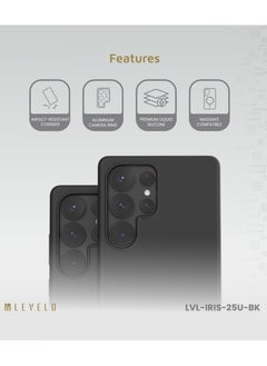 LEVELO S25 Ultra Magsafe Case Iris Liquid Silicone / Impact-Resistant Corners / Scratch Resistance / Premium Quality / Drop and Damage Protecting / MagSafe Compatible Back Cover - Black  - Image 2