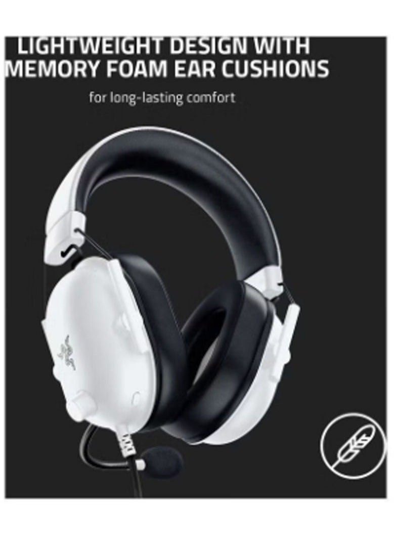 RAZER - BlackShark V2 X Wired Esports Gaming Headset, 7.1 Surround Sound, 50mm Drivers, 240g Lightweight Build, Noise Cancelling Mic, Hybrid Memory Foam Cushions Comfort or PC, Mac, PS4, PS5, Nintendo Switch, Xbox One, Xbox Series X|S, Mobile, White | RZ04-03240700-R3M1 - Image 1