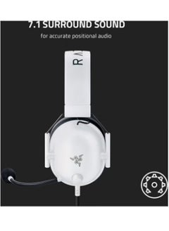 RAZER BlackShark V2 X Wired Esports Gaming Headset, 7.1 Surround Sound, 50mm Drivers, 240g Lightweight Build, Noise Cancelling Mic, Hybrid Memory Foam Cushions Comfort or PC, Mac, PS4, PS5, Nintendo Switch, Xbox One, Xbox Series X|S, Mobile, White | RZ04-03240700-R3M1  - Image 4