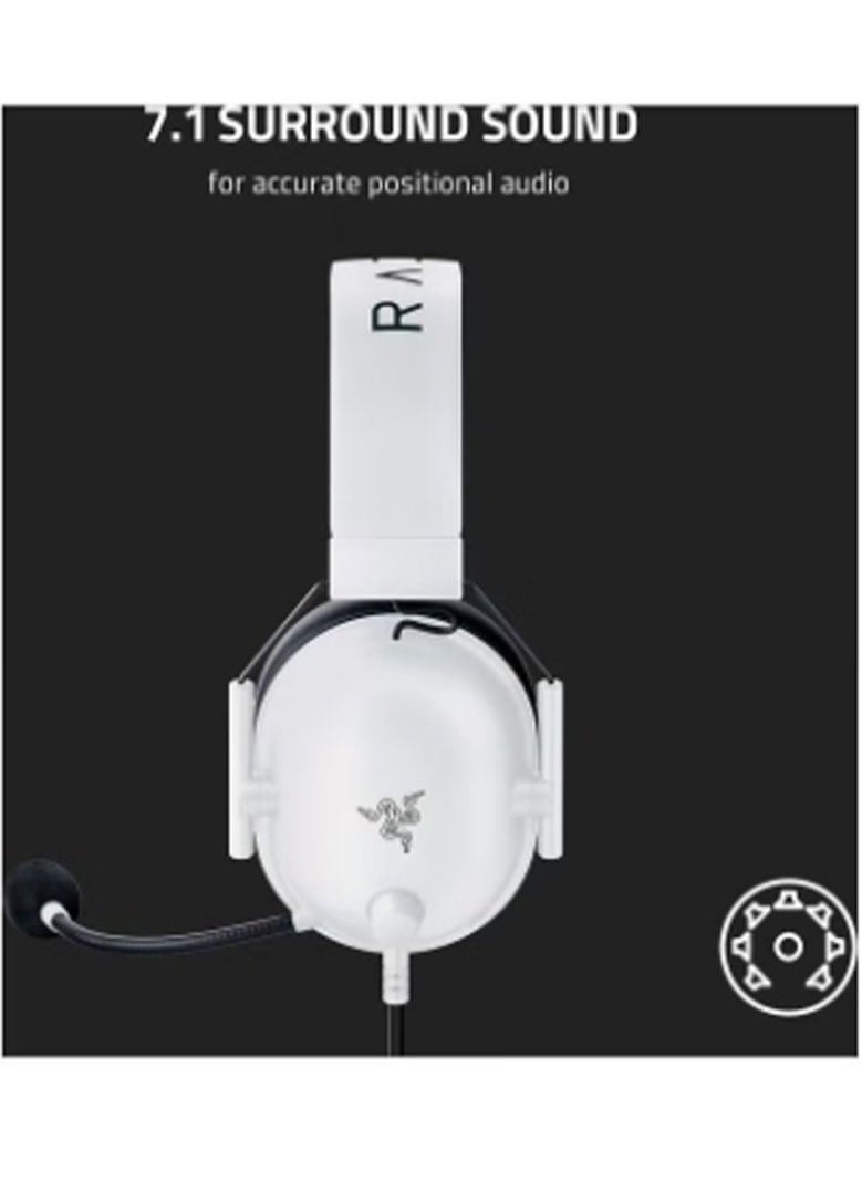 RAZER - BlackShark V2 X Wired Esports Gaming Headset, 7.1 Surround Sound, 50mm Drivers, 240g Lightweight Build, Noise Cancelling Mic, Hybrid Memory Foam Cushions Comfort or PC, Mac, PS4, PS5, Nintendo Switch, Xbox One, Xbox Series X|S, Mobile, White | RZ04-03240700-R3M1 - Image 1