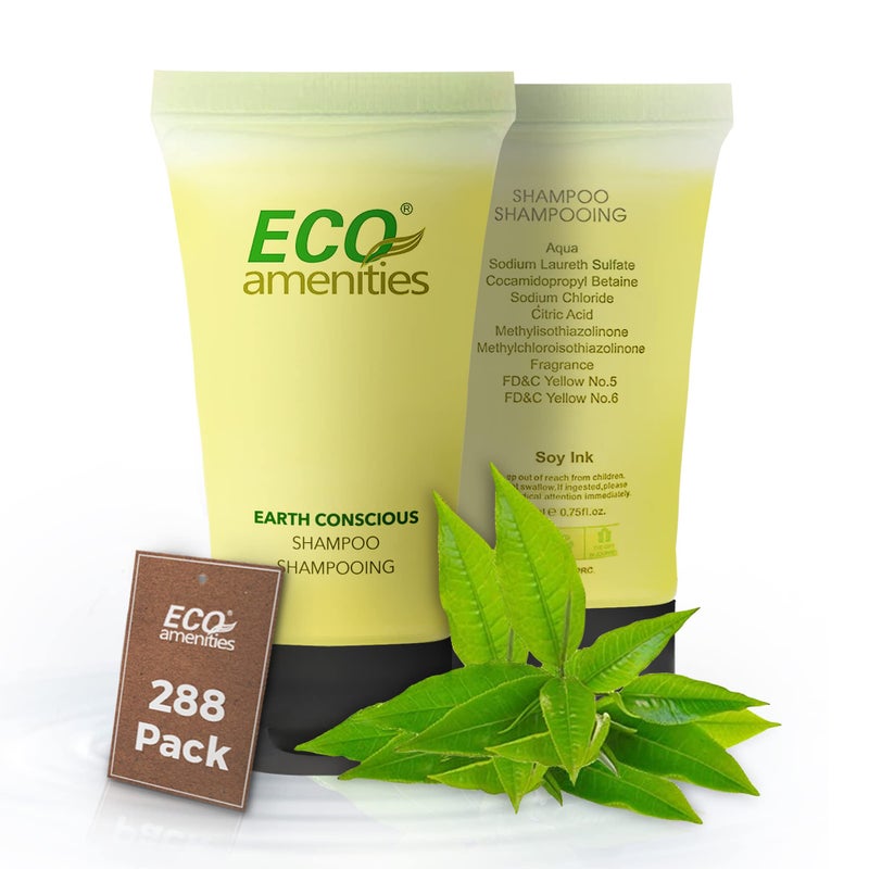 ECO amenities Travel Size Shampoo Bulk  Hotel Mini Shampoo Supplies for Guests  Refreshing Bulk Travel Size Toiletries for AirBnB and Rentals  075 fl oz 22ml per tube 288 pack Green Tea Scent