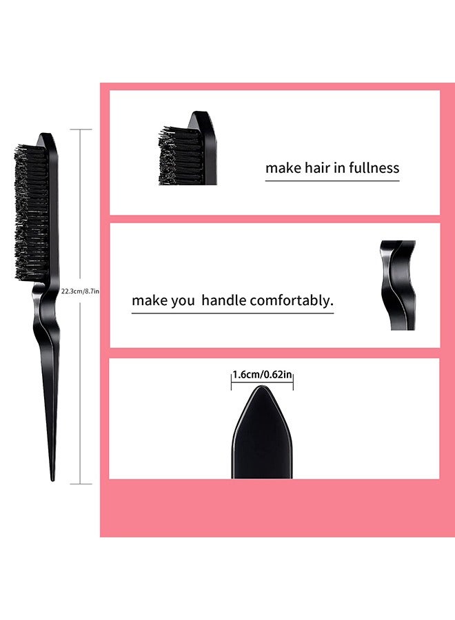 TTESL 3 Pieces Comb Set for Teasing, Edge & Back Brushing - Rat Tail & Edge Combs for Styling Women's Hair (Black) - Image 3