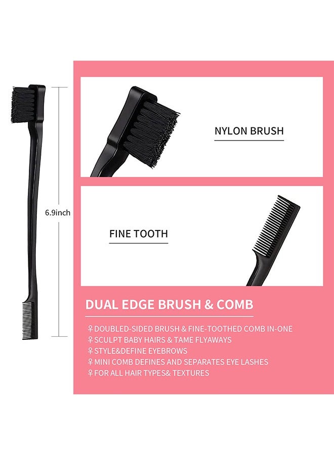 TTESL 3 Pieces Comb Set for Teasing, Edge & Back Brushing - Rat Tail & Edge Combs for Styling Women's Hair (Black) - Image 2