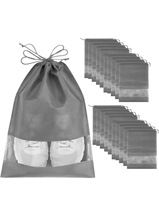 Large Travel Storage Shoe Bag 12pcs Portable Shoe Bag Dust proof Shoe Organizer Bags for Men and Women Shoes Black Grey - Image 2