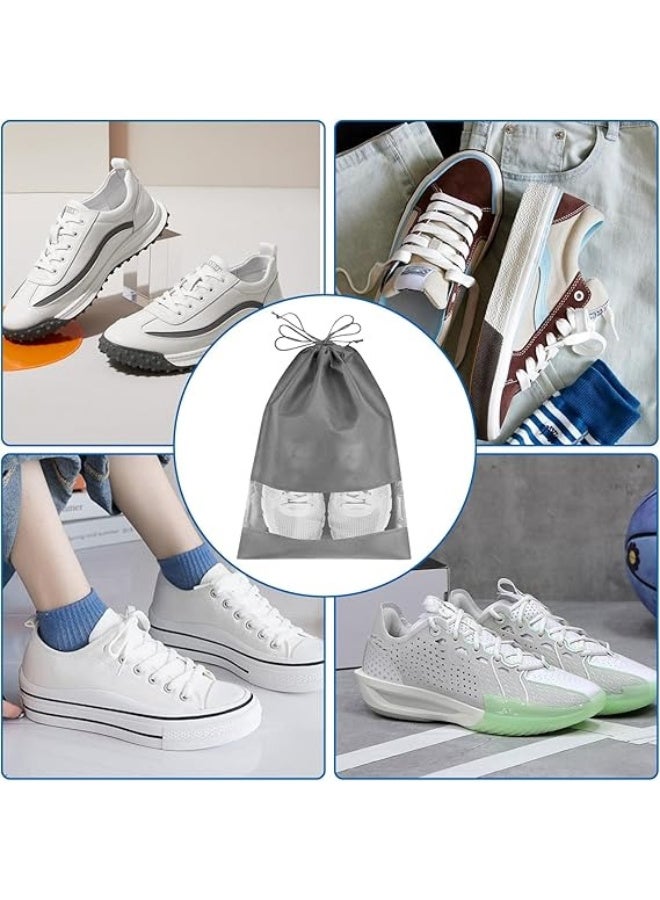 Large Travel Storage Shoe Bag 12pcs Portable Shoe Bag Dust proof Shoe Organizer Bags for Men and Women Shoes Black Grey - Image 4