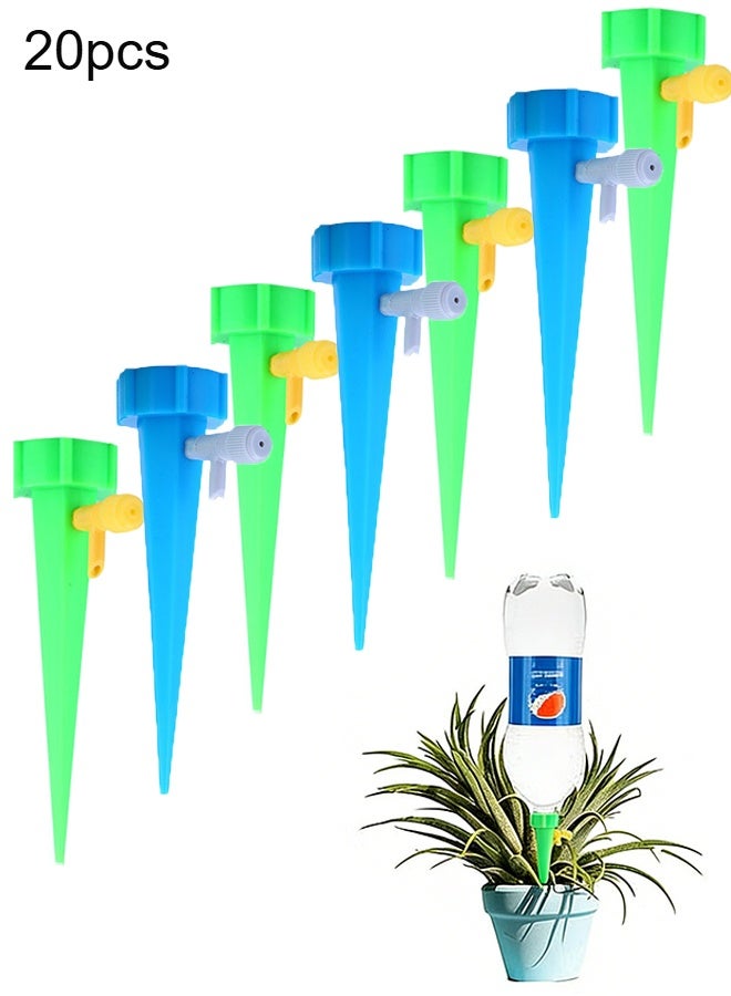 Happy D 20 Pack Self Watering Spikes for Plant,  Outdoor Automatic Plants Waterer, Insert Devices with Adjustable Valve Switch for Garden Water Planter System Indoor & Outdoor - Image 1