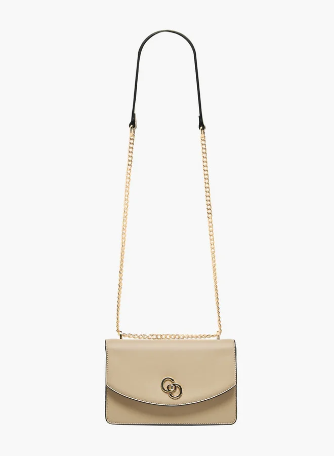 Celeste Solid Crossbody Bag with Chain Strap and Twist Lock Closure