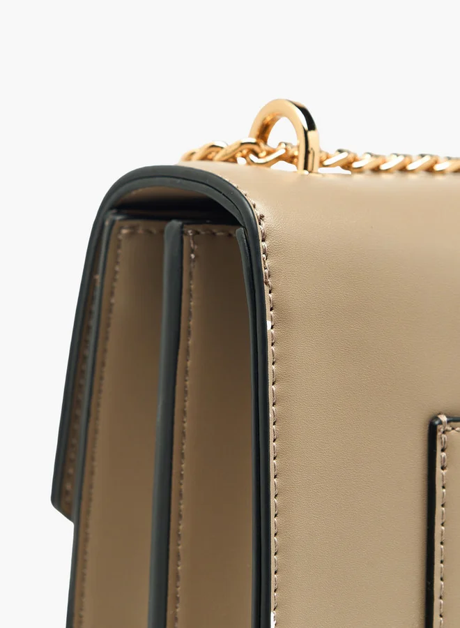 Celeste Solid Crossbody Bag with Chain Strap and Twist Lock Closure