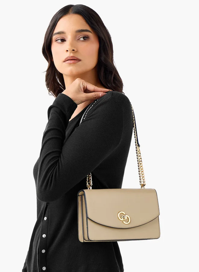 Celeste Solid Crossbody Bag with Chain Strap and Twist Lock Closure