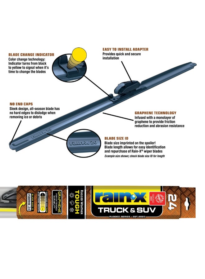 Rain-X Truck and SUV All Season Windshield Beam Wiper Blade Black 24 Inch 870224 - Image 4