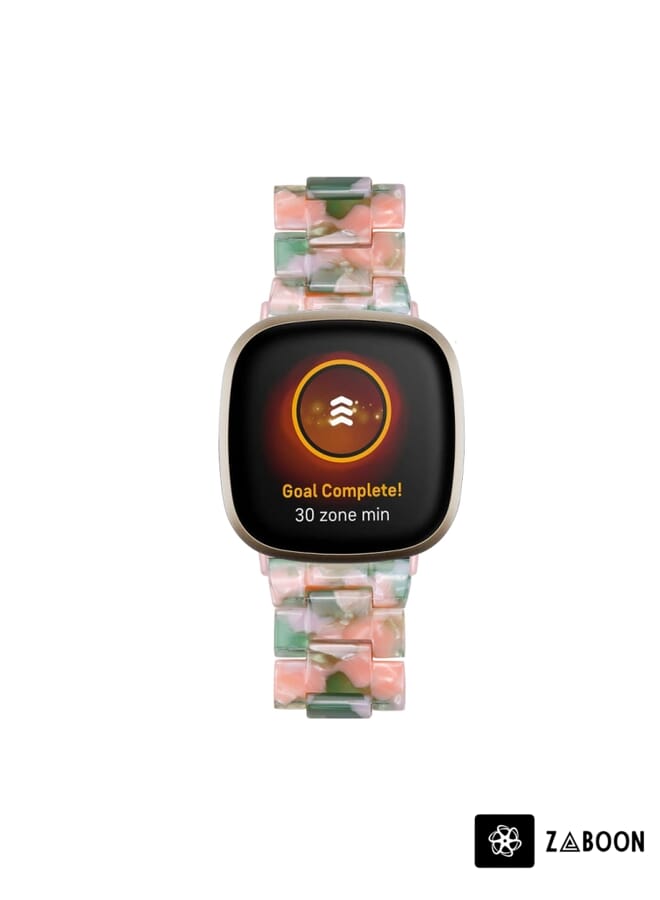 Zaboon سوار ساعة لفيتبيت فيرس 3 / سينس عالمي من الراتنج (زهري أخضر مزهر) - Image 3