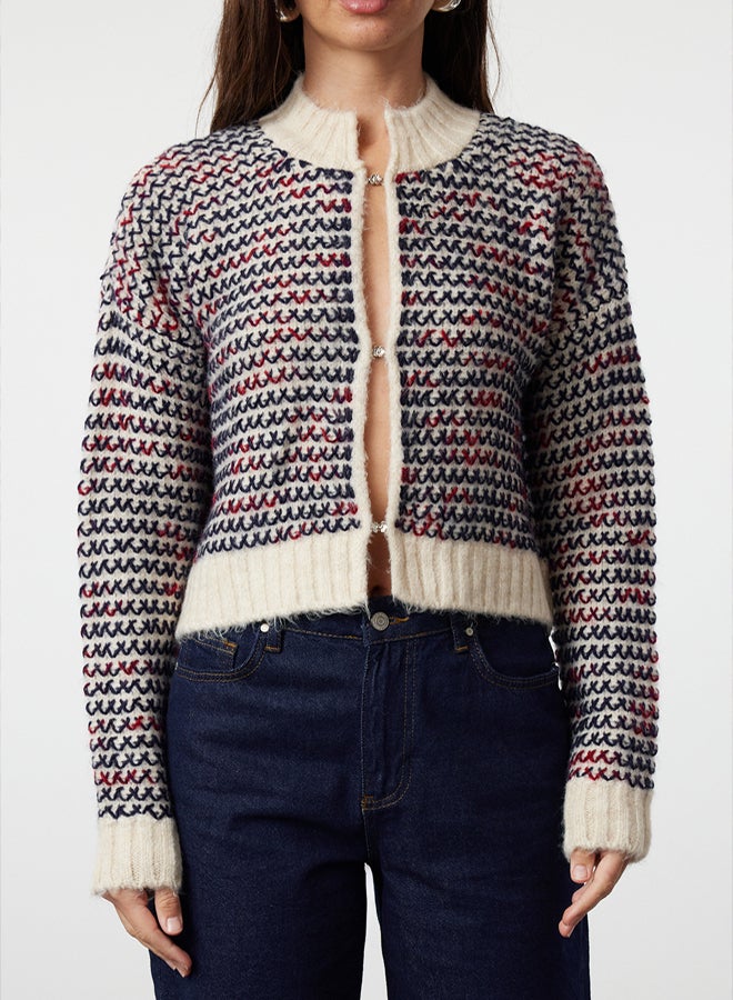 trendyol Gradient Knitwear Cardigan - Stone Soft Texture - Image 3