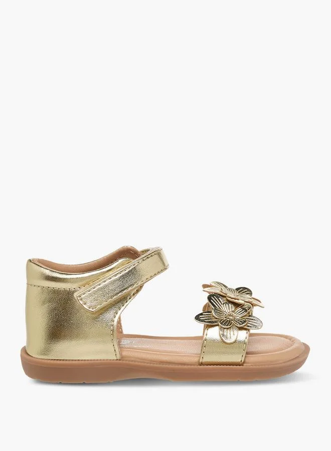 Barefeet Girls Floral Accent Hook & Loop Sandals
