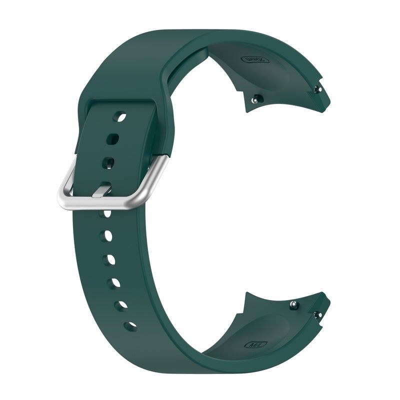 Replacement Strap For Samung Galaxy Watch4 40mm / 44mm Silicone Silver Round Buckle Watch Band(Dark Green) - Image 1