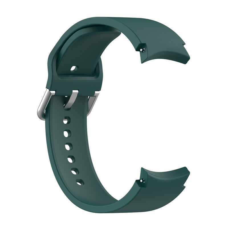 Replacement Strap For Samung Galaxy Watch4 40mm / 44mm Silicone Silver Round Buckle Watch Band(Dark Green) - Image 3