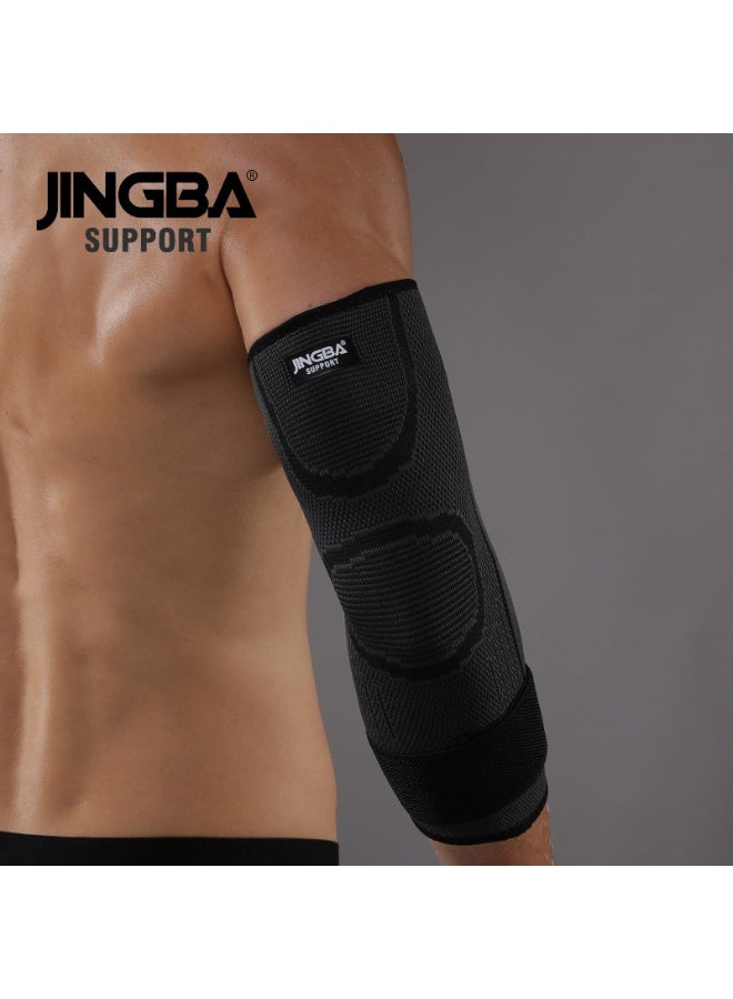 جينجبا سابورت دعامة كوع رياضية للجنسين للبالغين، تعمل على تعزيز الضغط ورفع الأثقال واللياقة البدنية وركوب الدراجات وكرة السلة في الهواء الطلق والتنس (أسود، مقاس L، مناسبة لمحيط الكوع 24-30 سم). - Image 4