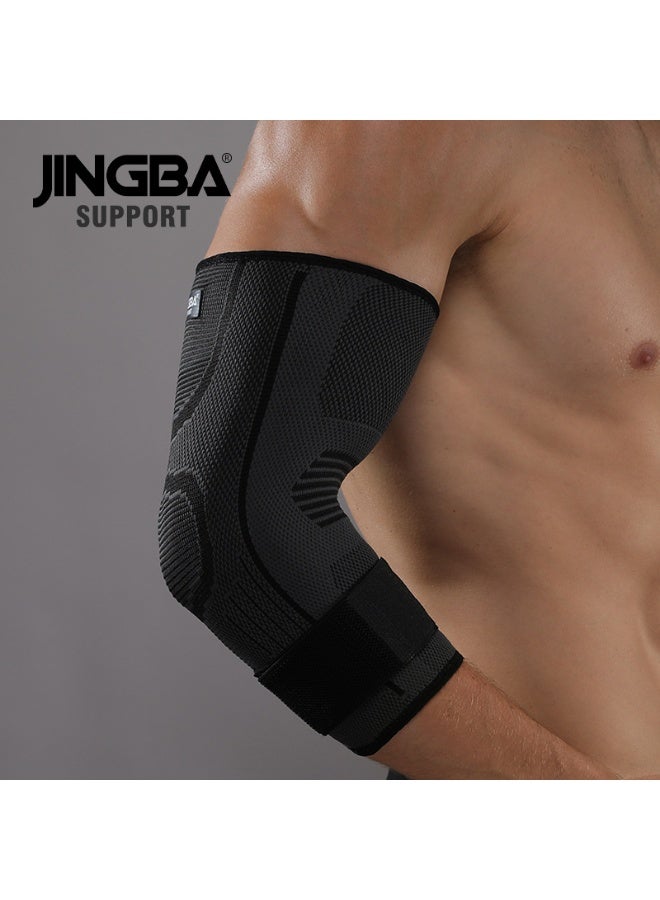 جينجبا سابورت دعامة كوع رياضية للجنسين للبالغين، تعمل على تعزيز الضغط ورفع الأثقال واللياقة البدنية وركوب الدراجات وكرة السلة في الهواء الطلق والتنس (أسود، مقاس L، مناسبة لمحيط الكوع 24-30 سم). - Image 5