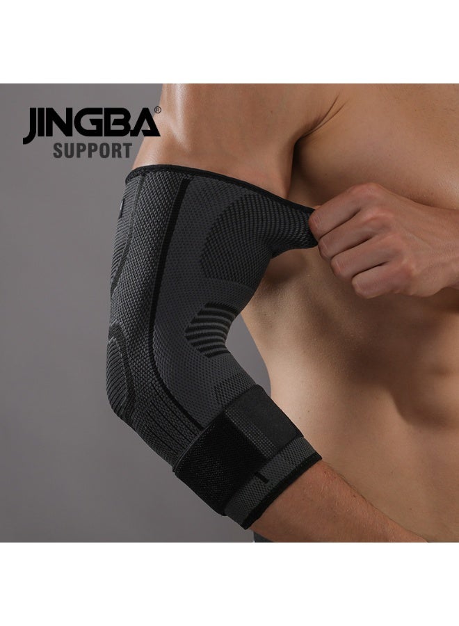جينجبا سابورت دعامة كوع رياضية للجنسين للبالغين، تعمل على تعزيز الضغط ورفع الأثقال واللياقة البدنية وركوب الدراجات وكرة السلة في الهواء الطلق والتنس (أسود، مقاس L، مناسبة لمحيط الكوع 24-30 سم). - Image 3