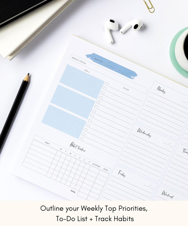 Lamare دفتر تخطيط أسبوعي لاماري - 52 ورقة سميكة من الورق الفاخر، دفتر تخطيط أسبوعي غير مؤرخ، دفتر قائمة المهام اليومية، متتبع العادات، دفتر تخطيط أكاديمي، دفتر قائمة المهام الأسبوعية - Image 2