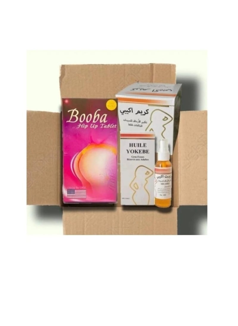 AK - Set of 3 pieces of American Buba pills, Akibe oil and Akibe cream. Increase size without surgery, reduce belly fat and enhance appearance. Daily use. - Image 1