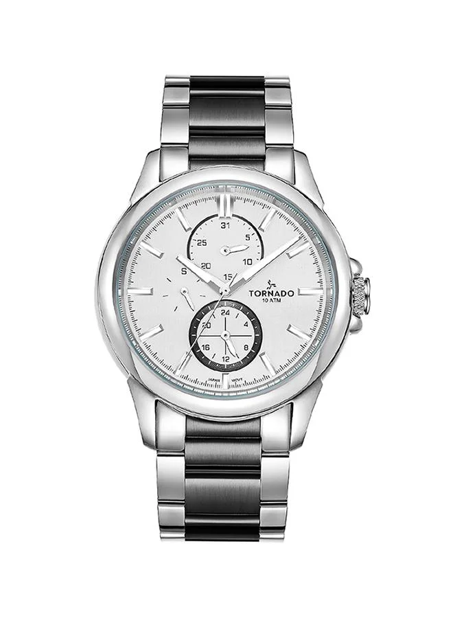 TORNADO Tornado CELESTIA ELITE Men's Japan Quartz Movement Watch, Multi-Function Display and Stainless Steel Strap - T6107-YBYS, Silver
