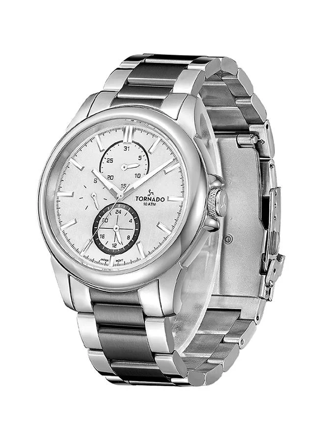 TORNADO Tornado CELESTIA ELITE Men's Japan Quartz Movement Watch, Multi-Function Display and Stainless Steel Strap - T6107-YBYS, Silver