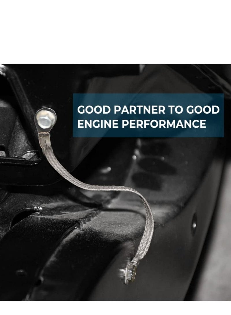 كابتن تيك Universal Flat Braided Copper Ground Strap,Professional Vehicle Grounding Cable Straps with Terminals Plugs,Tinplate Silver Color Automotive Engine Copper Ground Strap for Most Cars(5 PCS) - Image 4