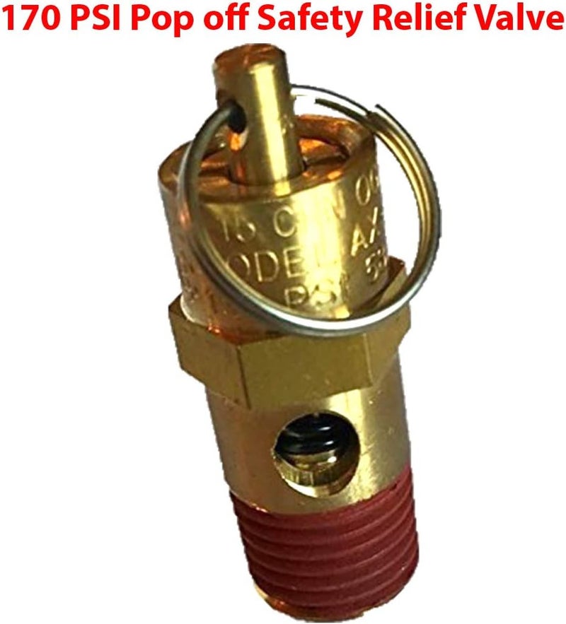 ALL Tool Depot New 1/4" NPT 170 PSI 65 SCFM Air Compressor Relief Pressure Safety Valve, Tank Pop Off - Image 1