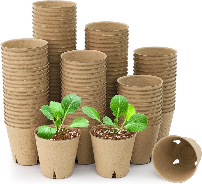 Bluepro 120 Packs 3.15 Inch Peat Pots, Biodegradable Pots for Seedlings with Drainage Holes, Herb Seed Starter - Image 1