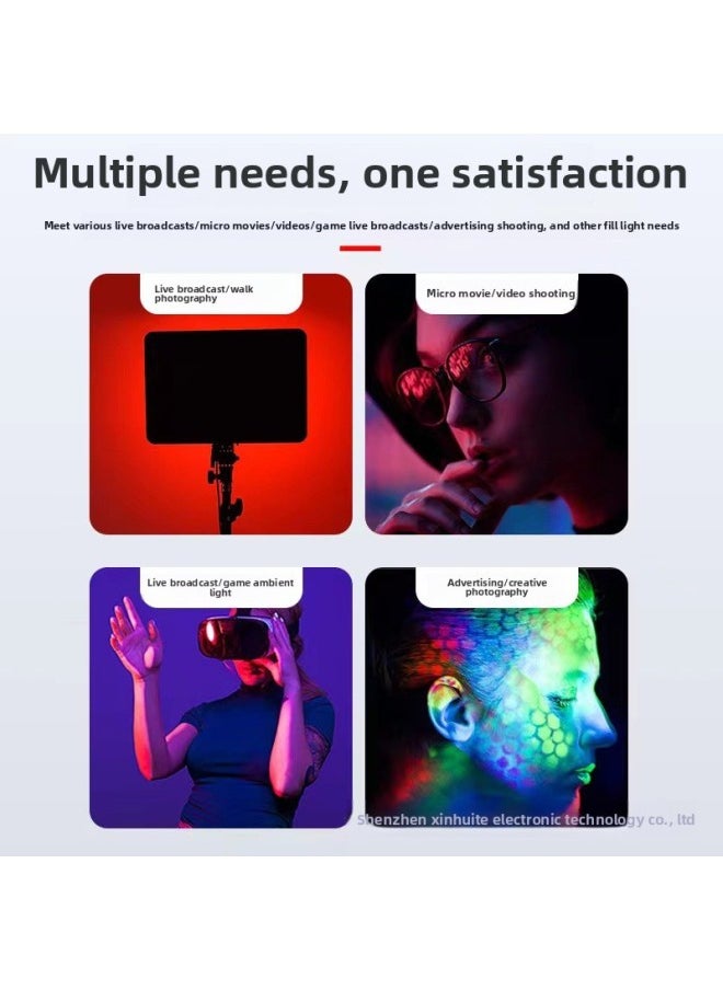 Generic - 10 Inch Flat Panel Light Live Photography Short Video Background Fill Light Colorful RGB Adjustment 14 Inch Square Fill Light-Specifications:10-inch Three-color Flat Panel Lamp (wire Control) - Image 1