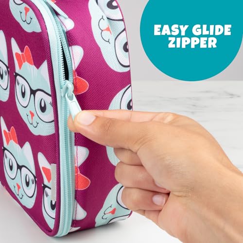 Bentology Lunch Bag for Girls- Kids Insulated Durable Lunchbox Tote Fits Bento Boxes, Containers, Jars & Water Bottles- Reusable School Lunch Sleeve w Clip on Handle- Keep Food Hotter or Colder Longer - Image 5