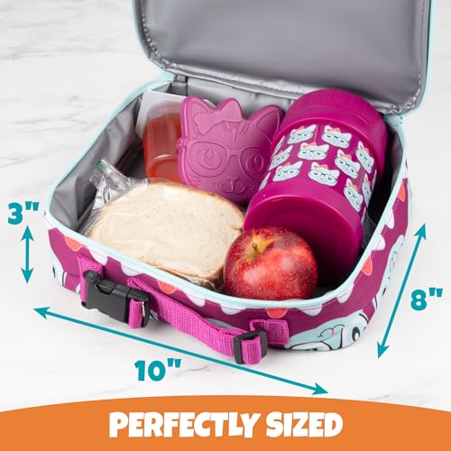 Bentology Lunch Bag for Girls- Kids Insulated Durable Lunchbox Tote Fits Bento Boxes, Containers, Jars & Water Bottles- Reusable School Lunch Sleeve w Clip on Handle- Keep Food Hotter or Colder Longer - Image 4
