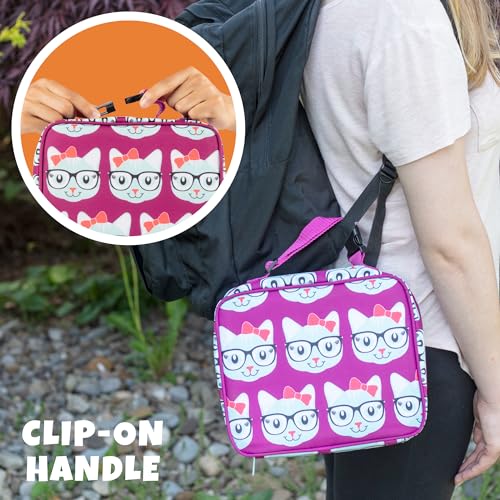 Bentology Lunch Bag for Girls- Kids Insulated Durable Lunchbox Tote Fits Bento Boxes, Containers, Jars & Water Bottles- Reusable School Lunch Sleeve w Clip on Handle- Keep Food Hotter or Colder Longer - Image 3