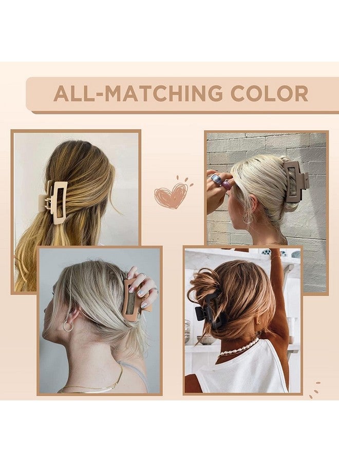 Fezzalo 4 Pcs Quality Large Size Rectangle Hair Claw Clip for Girls/Matt Finishing Hair Clutcher for Women (4 Pcs Diferent Colour) - Image 3