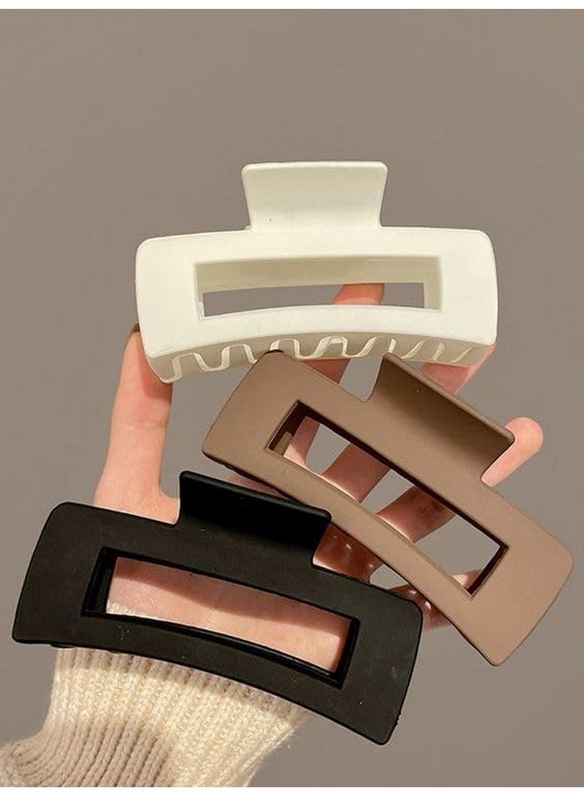 Fezzalo 4 Pcs Quality Large Size Rectangle Hair Claw Clip for Girls/Matt Finishing Hair Clutcher for Women (4 Pcs Diferent Colour) - Image 2