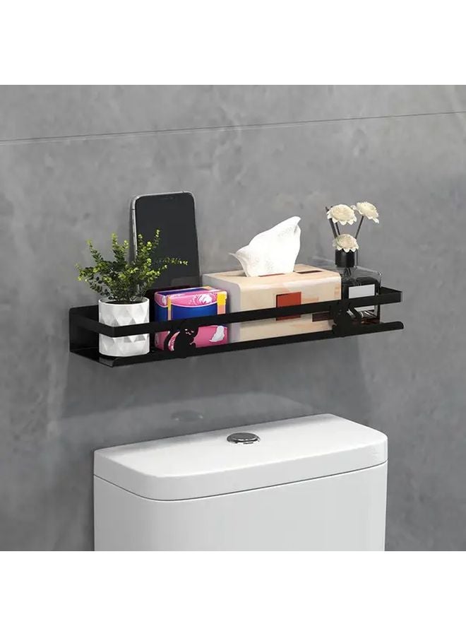 Black 15 75 Inch No Drill Bathroom Wall Organizer Heavy Duty Adhesive Shelf - Image 5