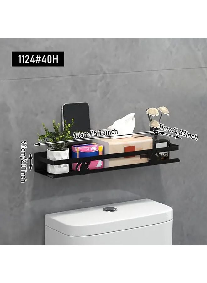 Black 15 75 Inch No Drill Bathroom Wall Organizer Heavy Duty Adhesive Shelf - Image 4