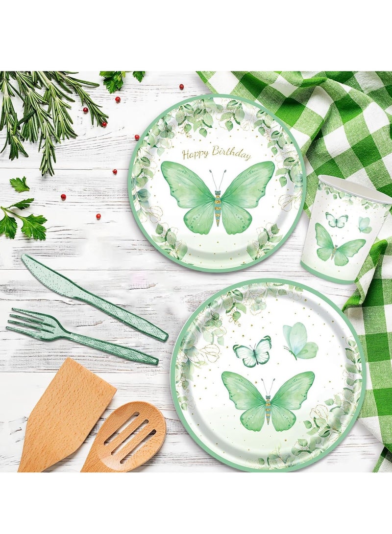 KASTWAVE Party Supplies Set for 20 Guests - Butterfly Themed Includes Plates, Cups, Napkins, Tablecloth, Utensils & Banner, Pastel Butterfly Design for Kids Birthday & Baby Shower - Image 5