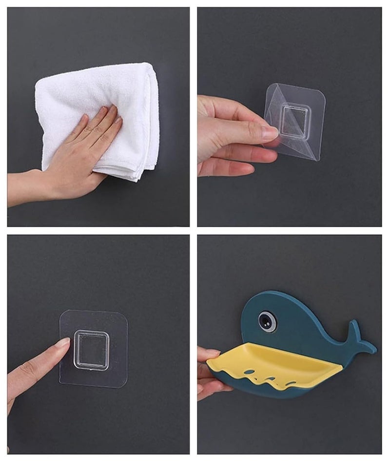 AJKN Wall-Mounted Soap Dish Holder with Magic Stickers - Fish Design Soap Stand for Bathroom & Kitchen Sink - No-Drill, Water-Drain Tray (Multicolor, Pack of 2) - Image 3