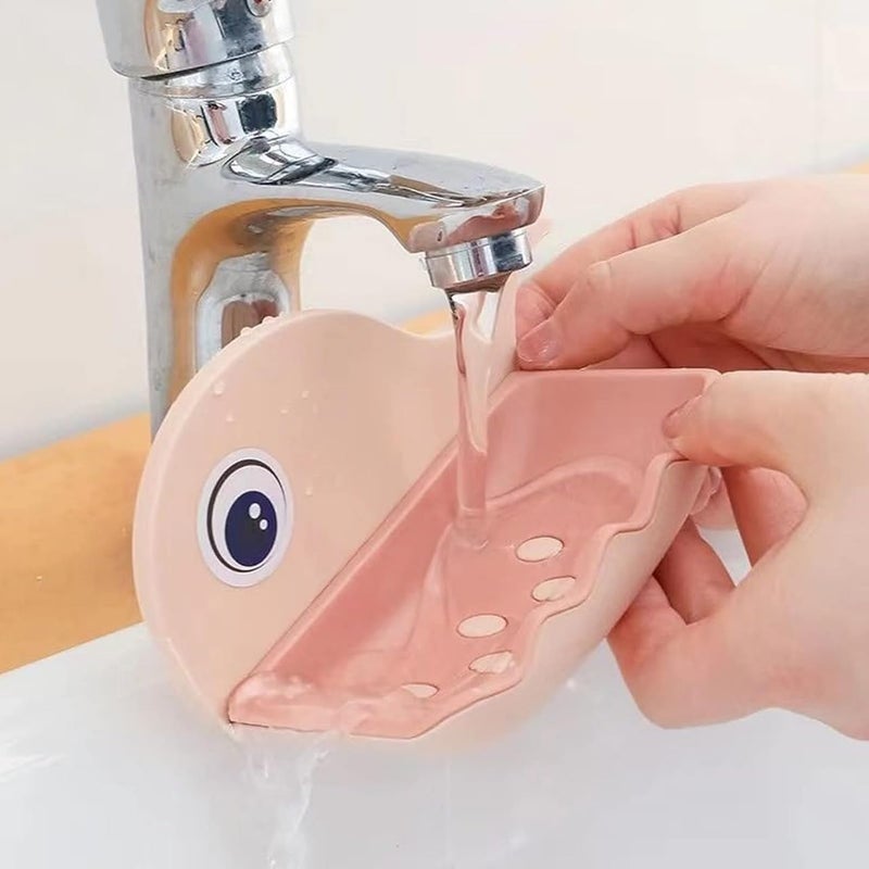 AJKN Wall-Mounted Soap Dish Holder with Magic Stickers - Fish Design Soap Stand for Bathroom & Kitchen Sink - No-Drill, Water-Drain Tray (Multicolor, Pack of 2) - Image 4